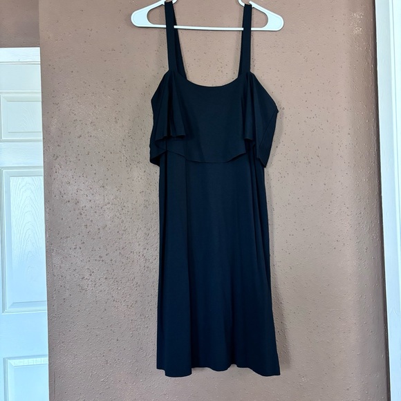 Anthropology Maeve black Stretch Off The Shoulder Ruffle Swing Dress size M - Picture 3 of 8